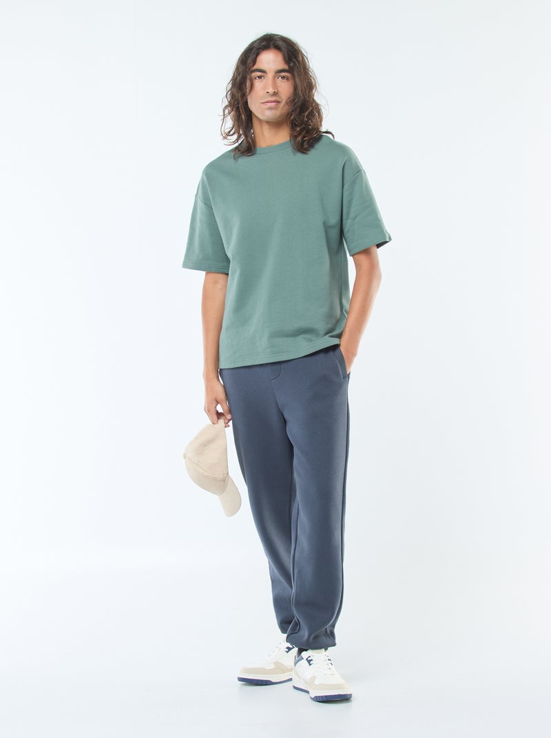 Pantalón de chándal liso con cordones ajustables en la cintura Azul - Kiabi