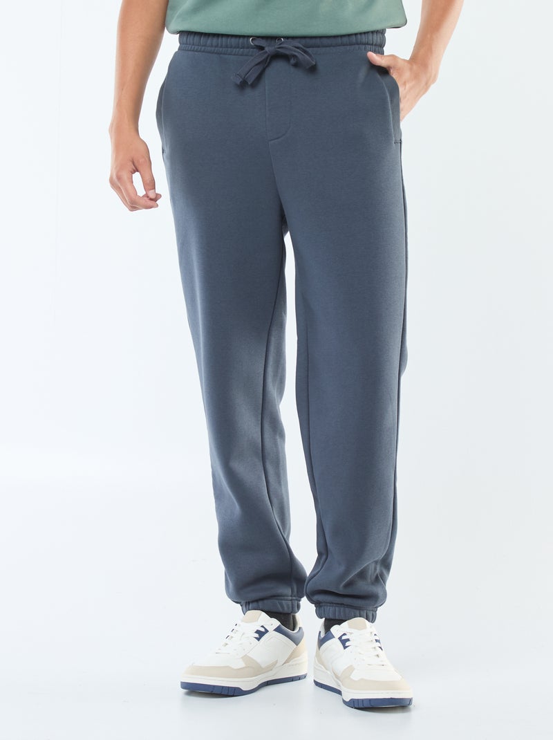 Pantalón de chándal liso con cordones ajustables en la cintura Azul - Kiabi