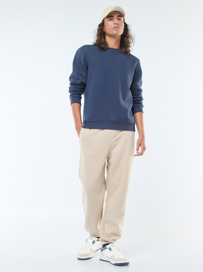 Pantalón de chándal liso con cordones ajustables en la cintura Beige - Kiabi