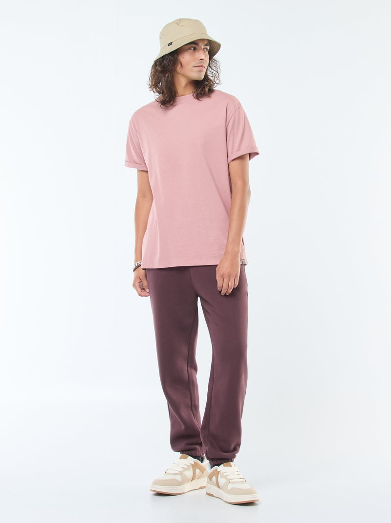 Pantalón de chándal liso con cordones ajustables en la cintura Purpura - Kiabi