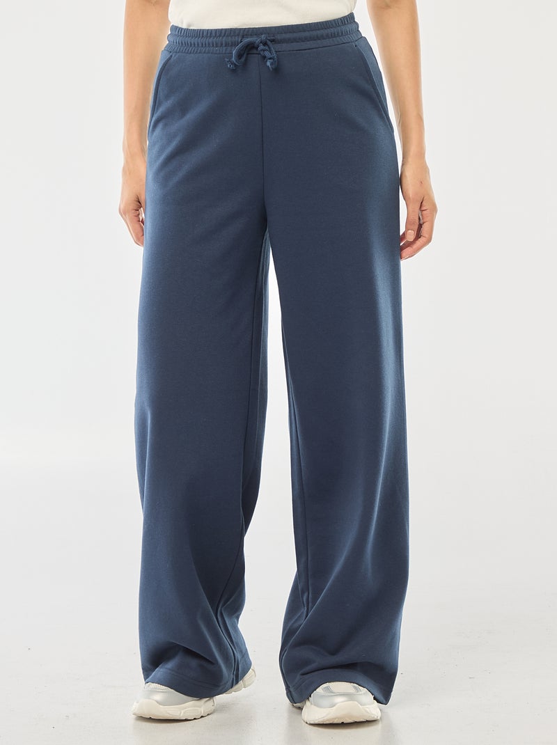 Pantalón de chándal liso de algodón Azul - Kiabi