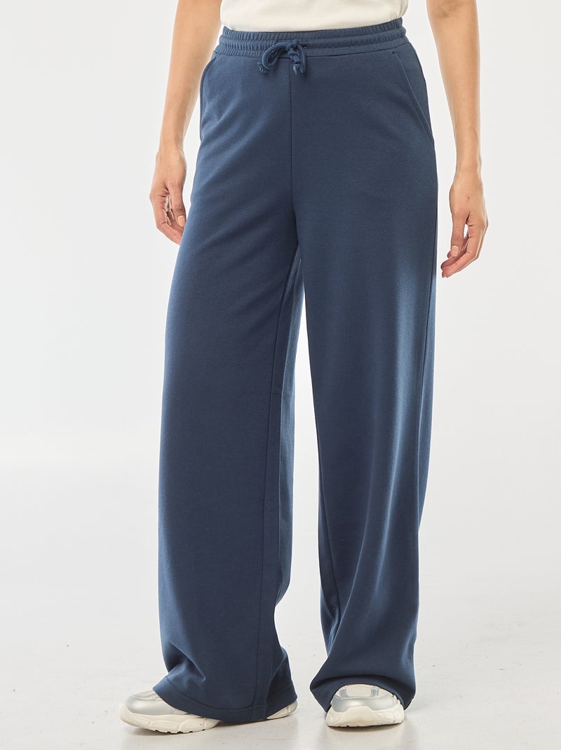 Pantalón de chándal liso de algodón Azul - Kiabi