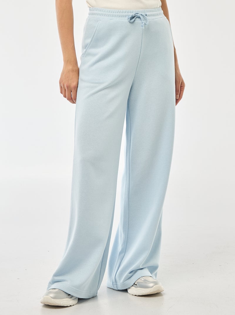Pantalón de chándal liso de algodón Azul - Kiabi