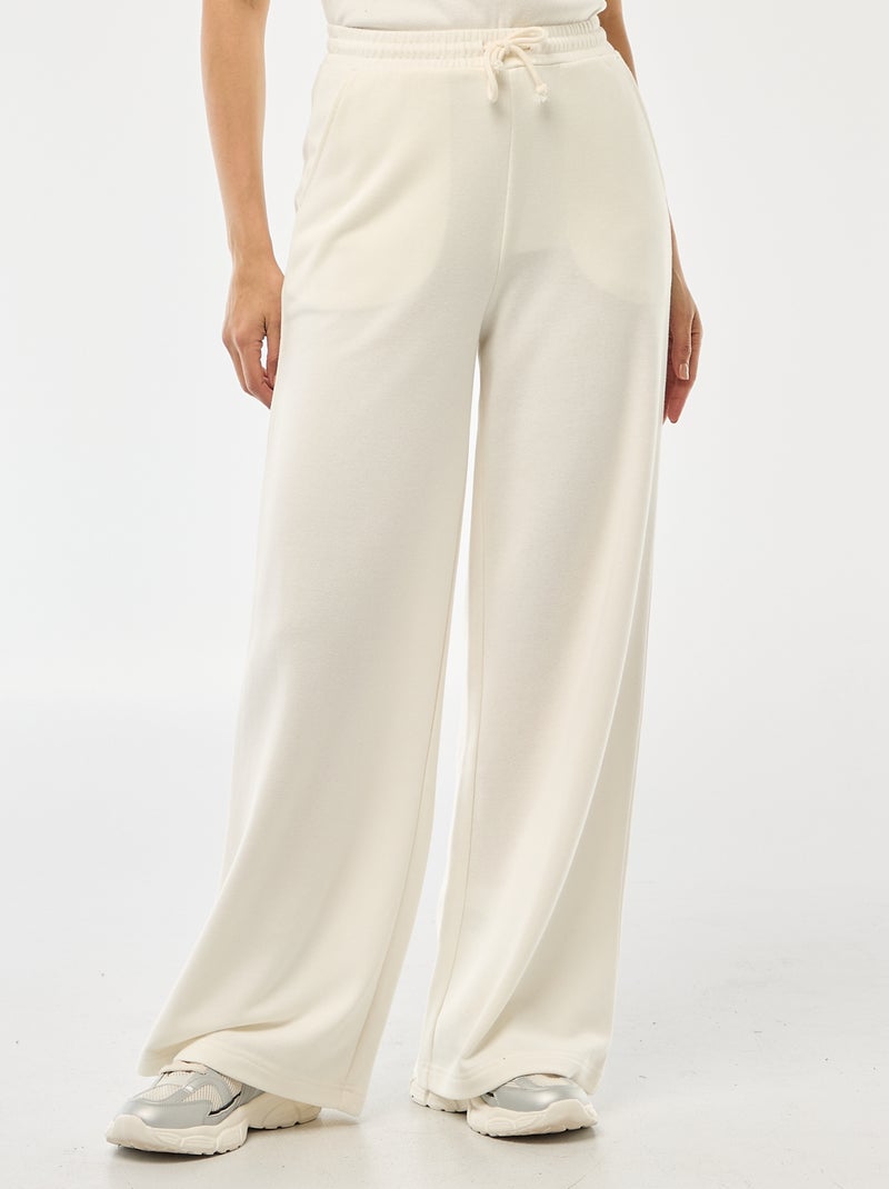 Pantalón de chándal liso de algodón Blanco - Kiabi