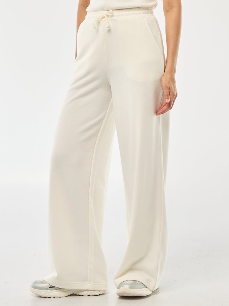 Pantalón de chándal liso de algodón Blanco - Kiabi