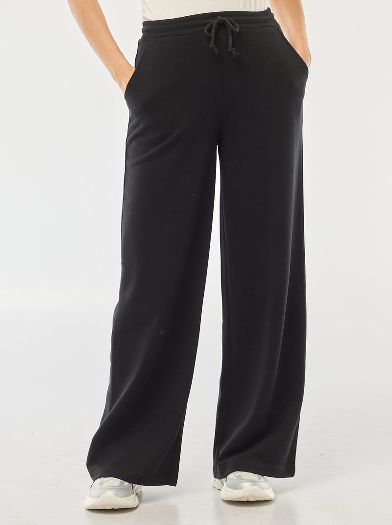 Pantalón de chándal liso de algodón Negro - Kiabi