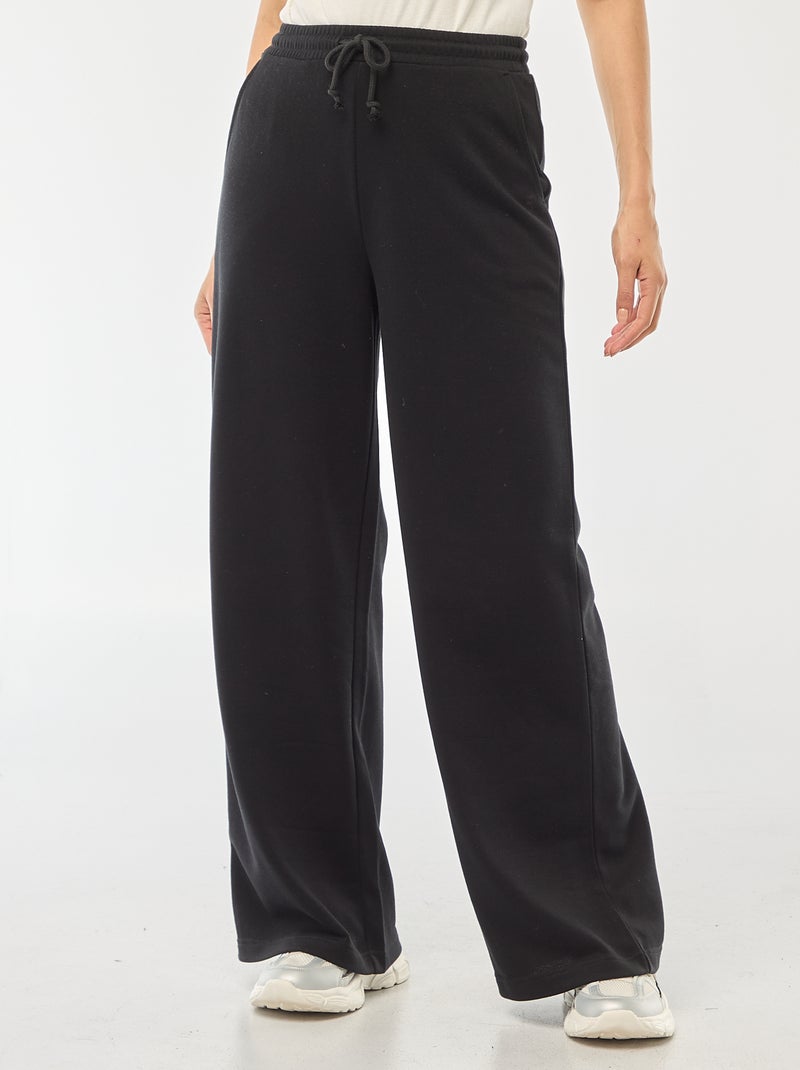 Pantalón de chándal liso de algodón Negro - Kiabi