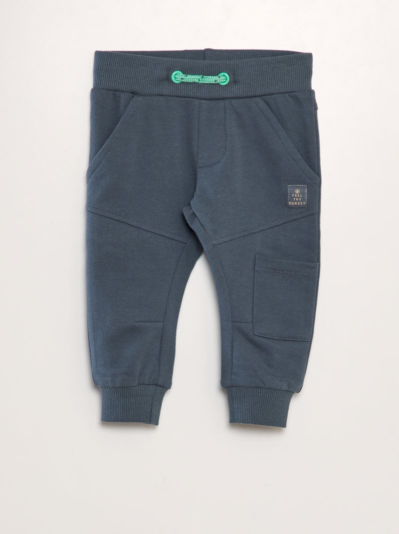 Pantalón de chándal liso de punto azul - Kiabi