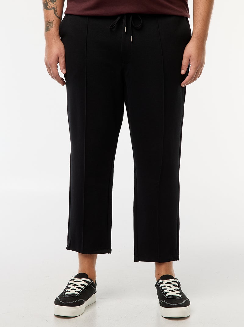 Pantalón de chándal liso de punto piqué Negro - Kiabi