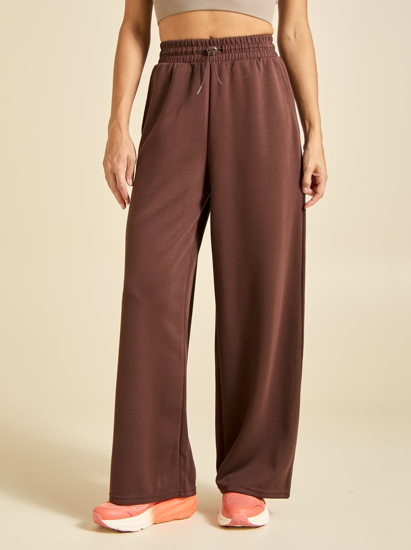 Pantalón de chándal liso de tiro estándar Marron - Kiabi