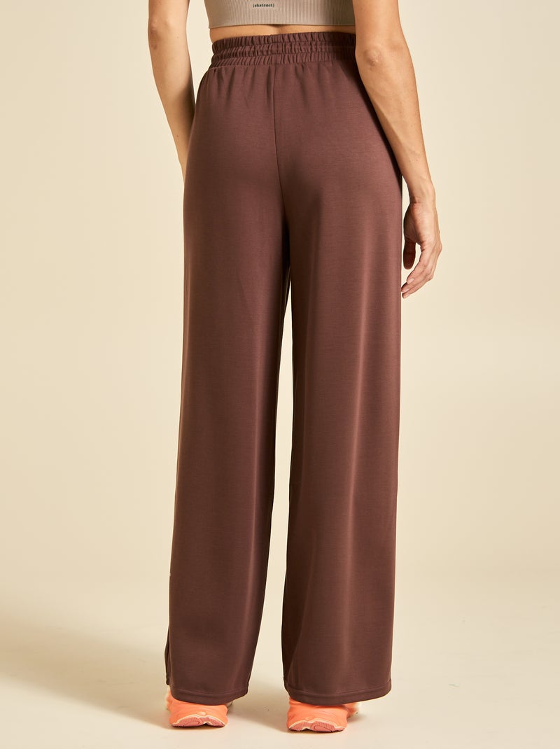 Pantalón de chándal liso de tiro estándar Marron - Kiabi