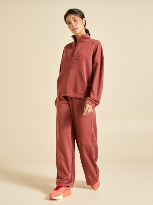 Pantalón de chándal liso de tiro estándar - Kiabi
