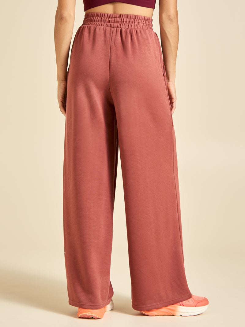 Pantalón de chándal liso de tiro estándar Marron - Kiabi