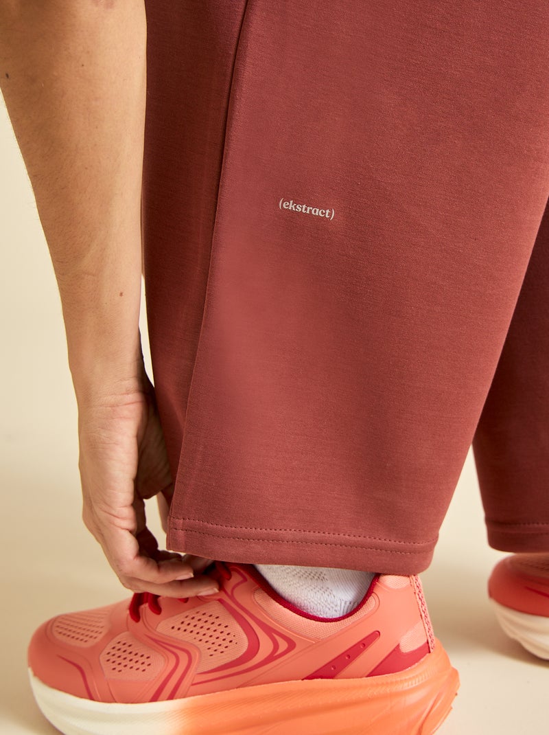Pantalón de chándal liso de tiro estándar Marron - Kiabi