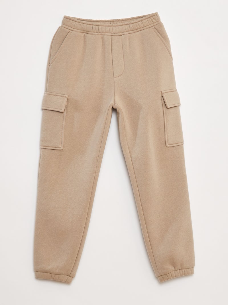 Pantalón de chándal liso multibolsillos beige - Kiabi