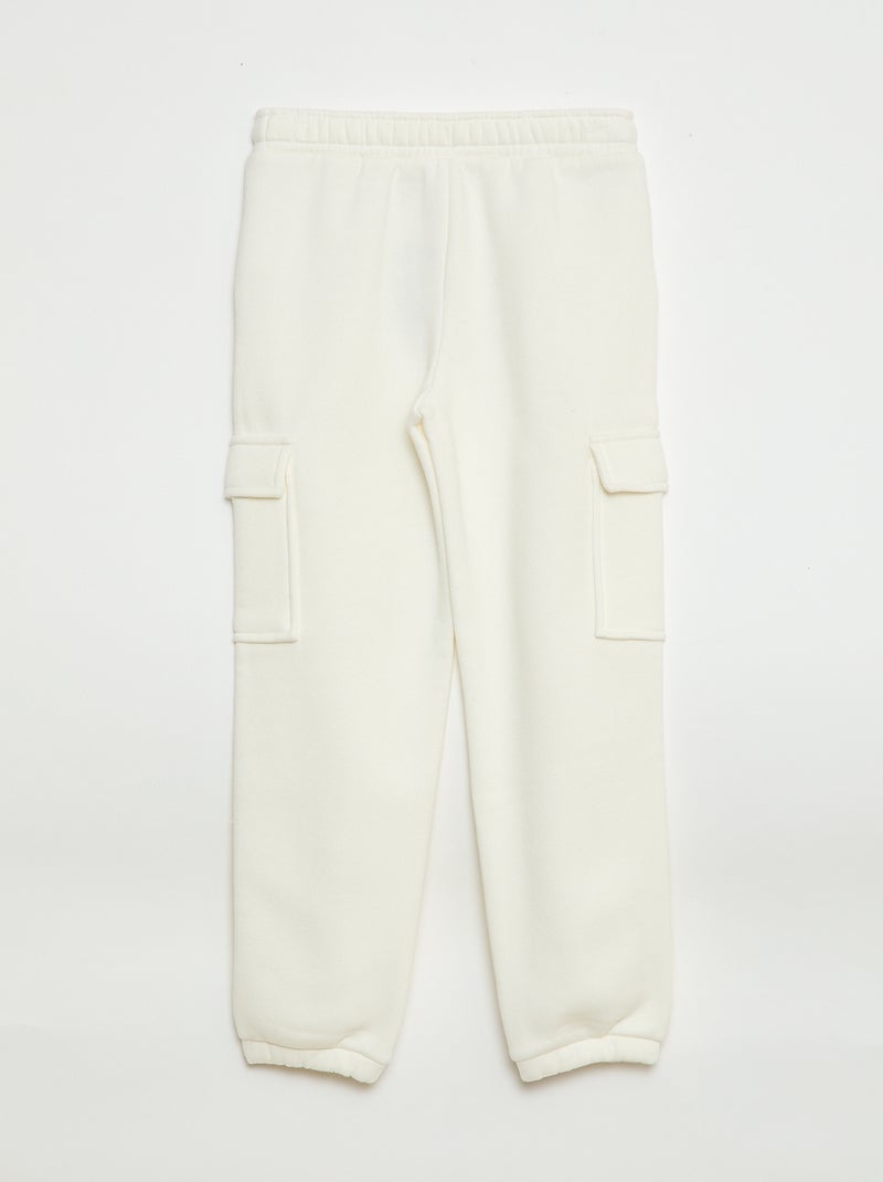 Pantalón de chándal liso multibolsillos Blanco - Kiabi