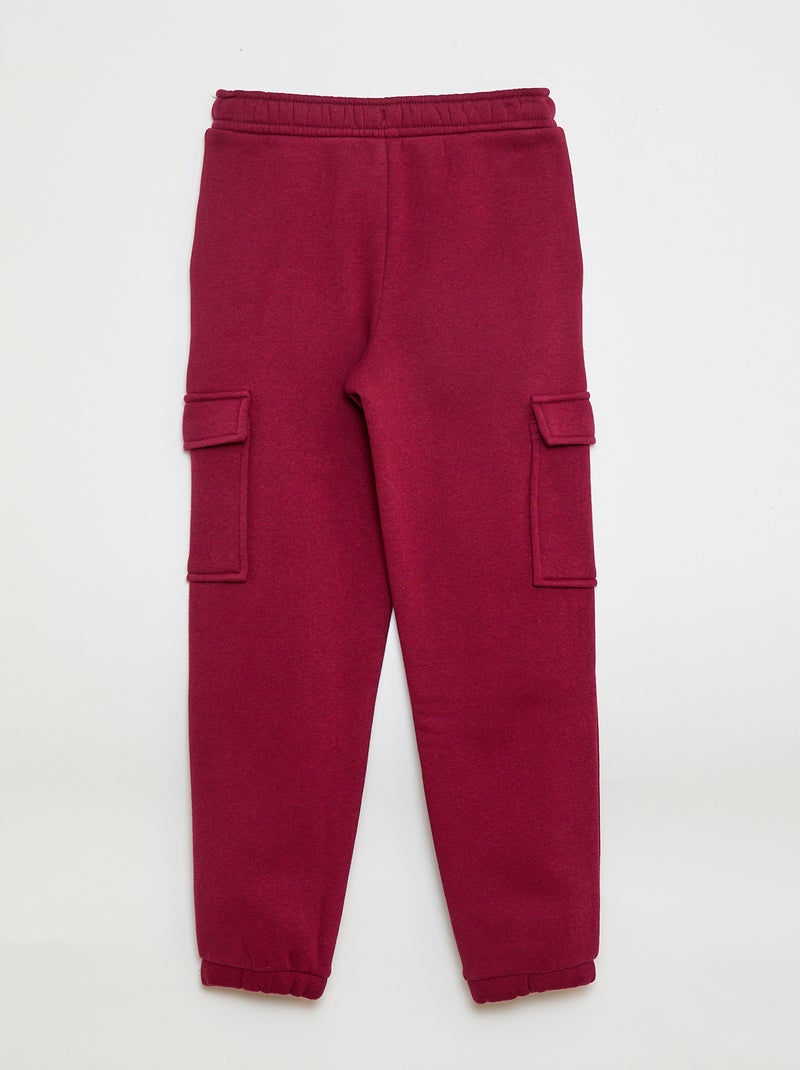 Pantalón de chándal liso multibolsillos Rojo - Kiabi