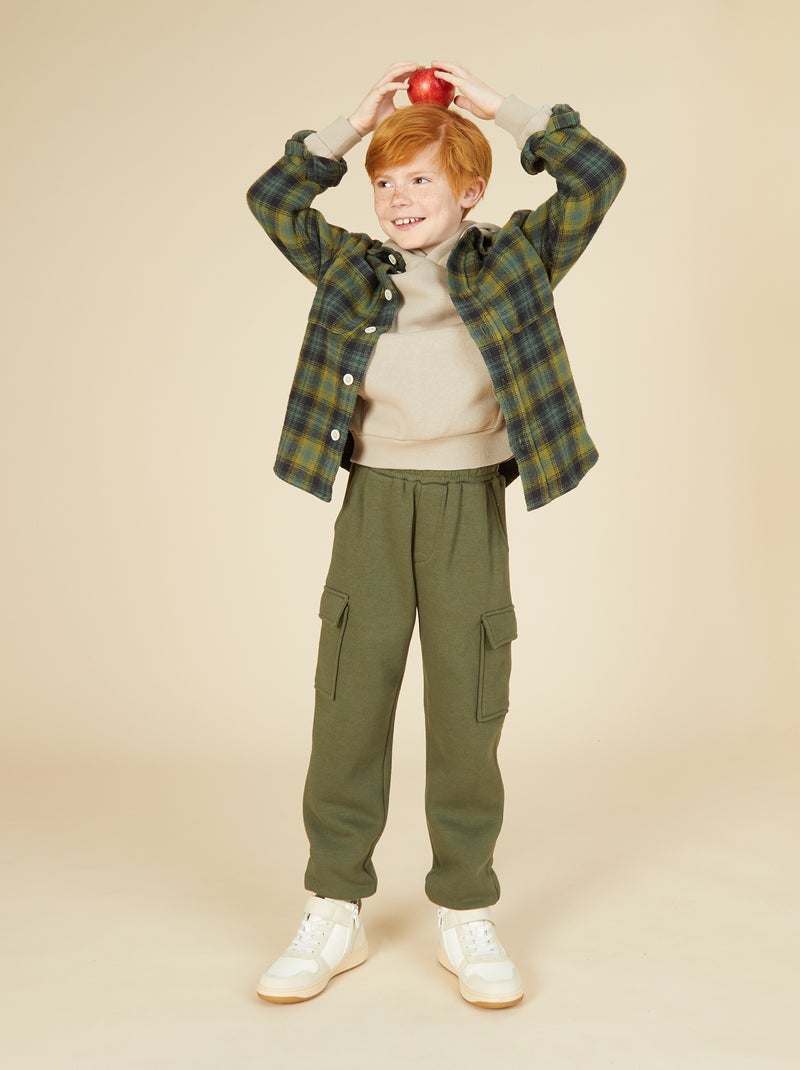 Pantalón de chándal liso multibolsillos Verde - Kiabi