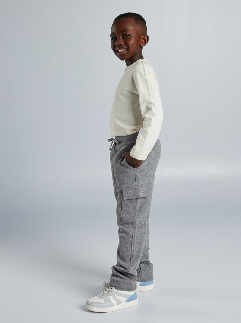 Pantalón de chándal multibolsillos - Corte más cómodo GRIS - Kiabi