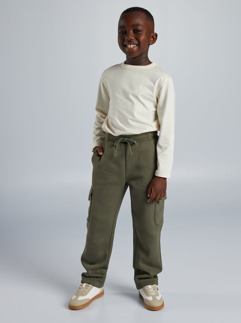 Pantalón de chándal multibolsillos - Corte más cómodo VERDE - Kiabi