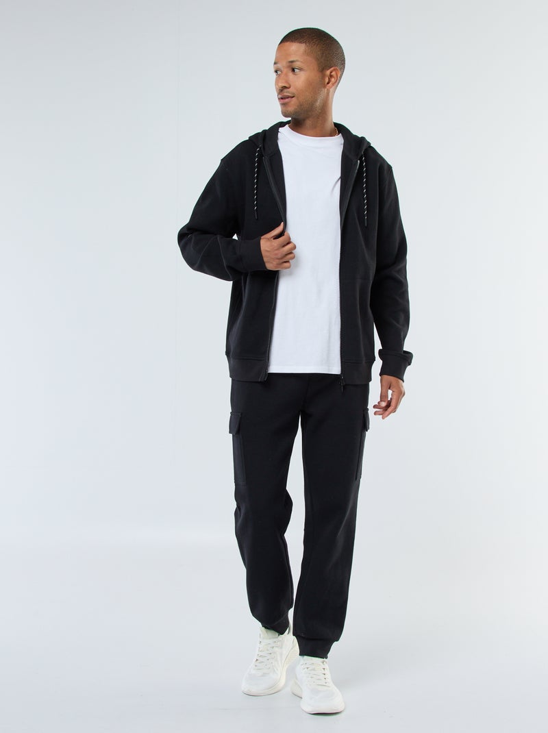 Pantalón de chándal multibolsillos liso negro - Kiabi