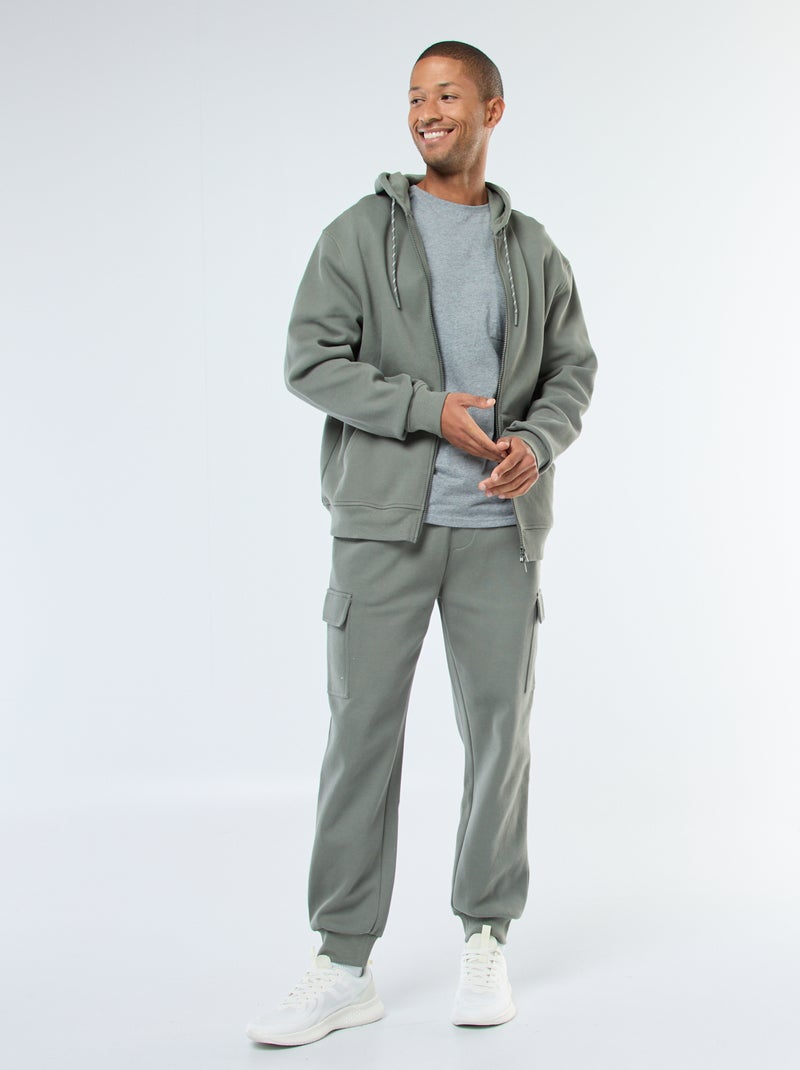 Pantalón de chándal multibolsillos liso Verde - Kiabi
