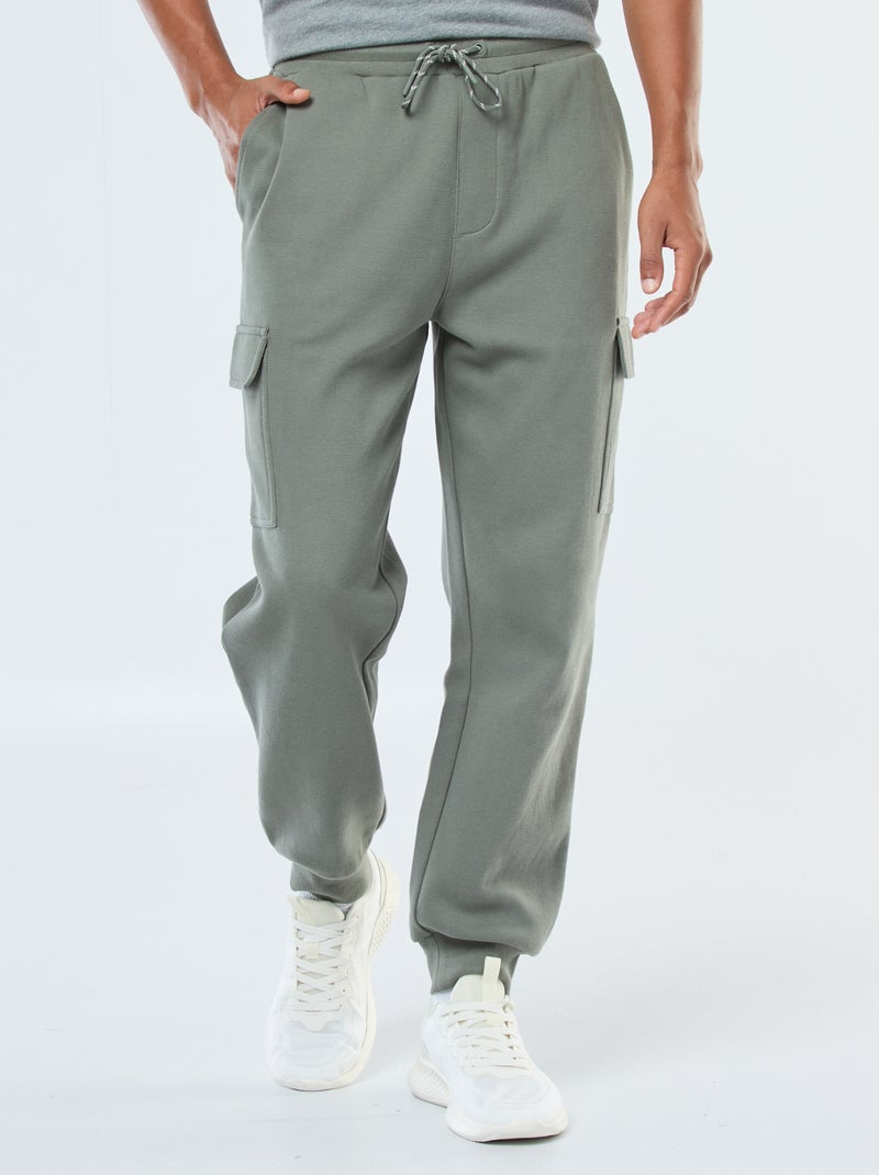 Pantalón de chándal multibolsillos liso Verde - Kiabi
