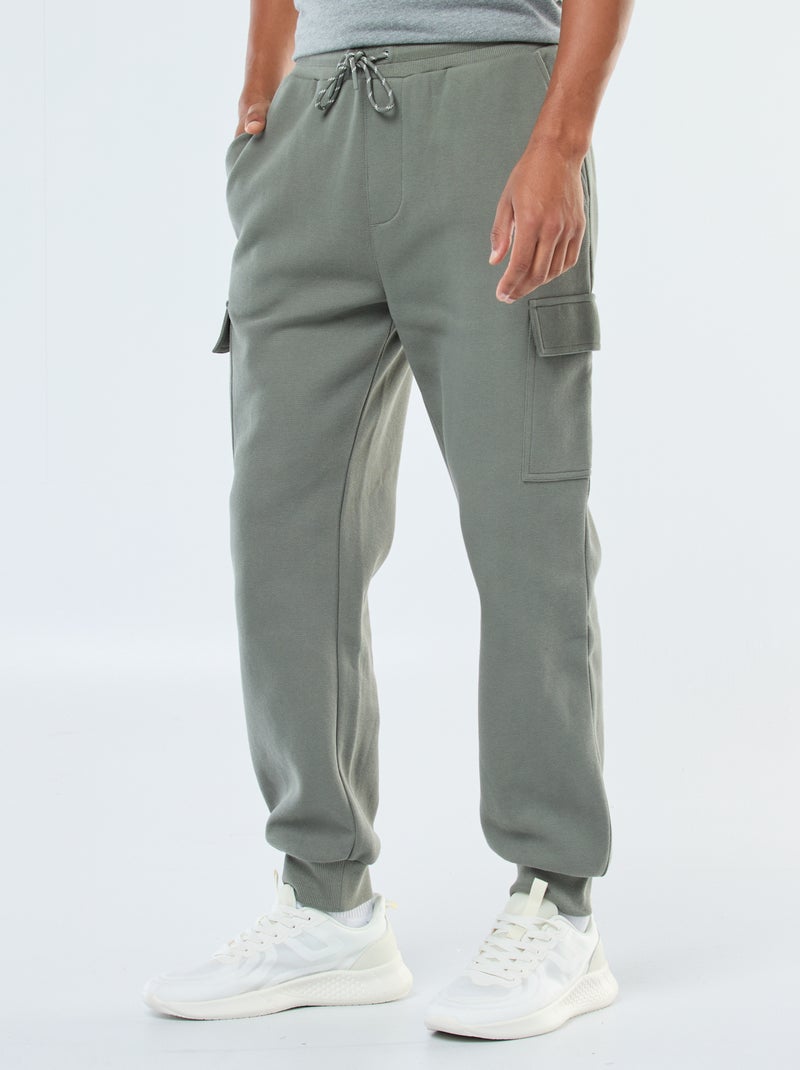 Pantalón de chándal multibolsillos liso Verde - Kiabi
