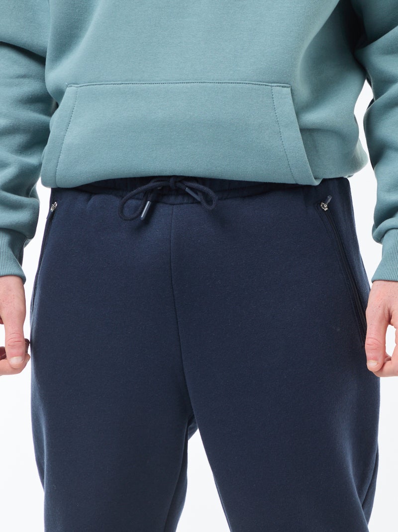 Pantalón de chándal perchado con 2 bolsillos con cremallera azul - Kiabi