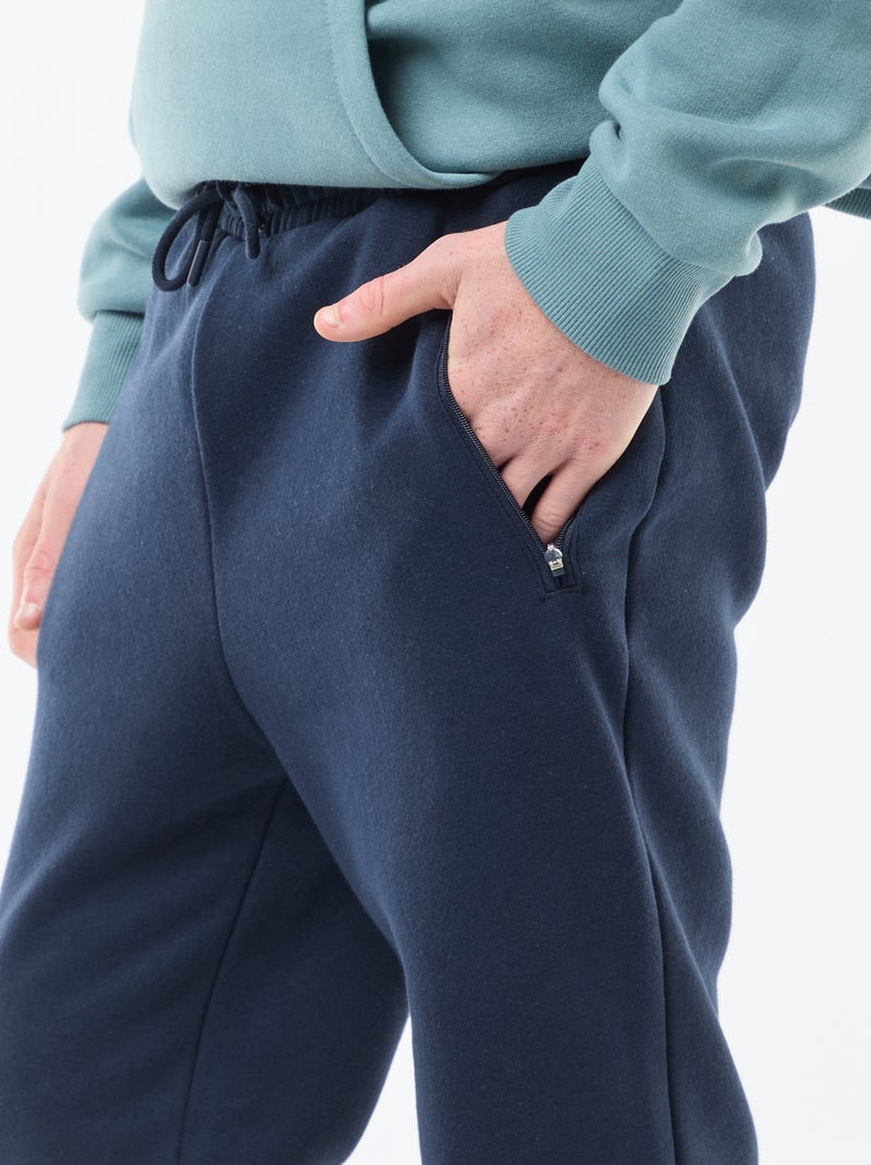 Pantalón de chándal perchado con 2 bolsillos con cremallera azul - Kiabi