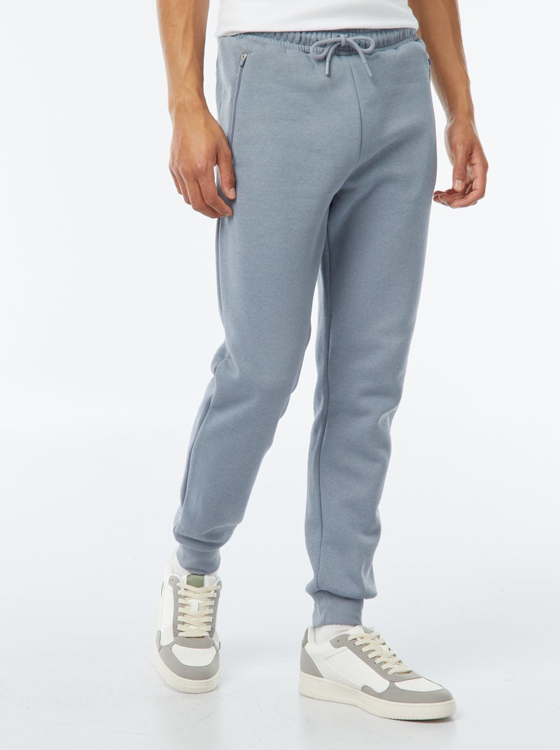 Pantalón de chándal perchado con 2 bolsillos con cremallera Azul - Kiabi