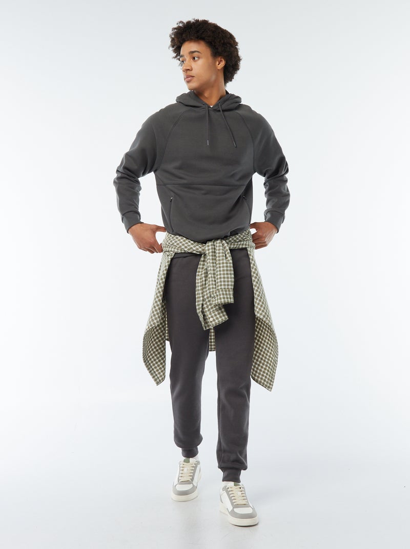 Pantalón de chándal perchado con 2 bolsillos con cremallera gris - Kiabi