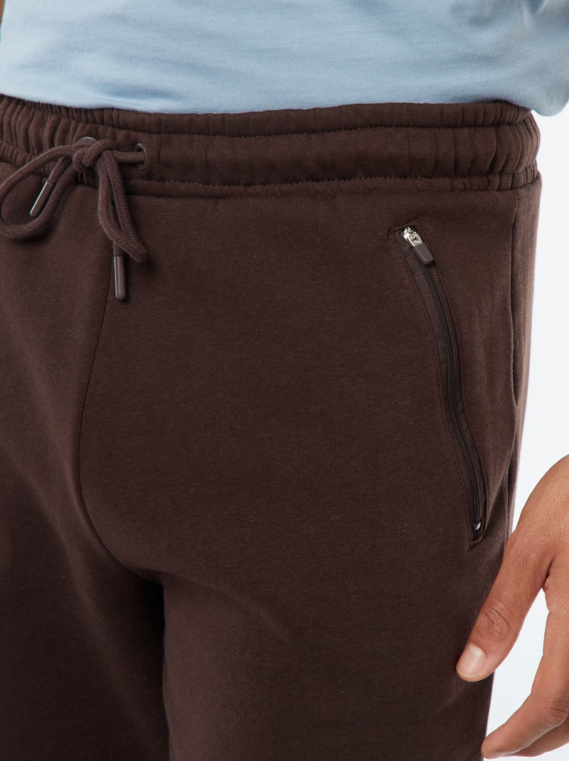 Pantalón de chándal perchado con 2 bolsillos con cremallera Marron - Kiabi