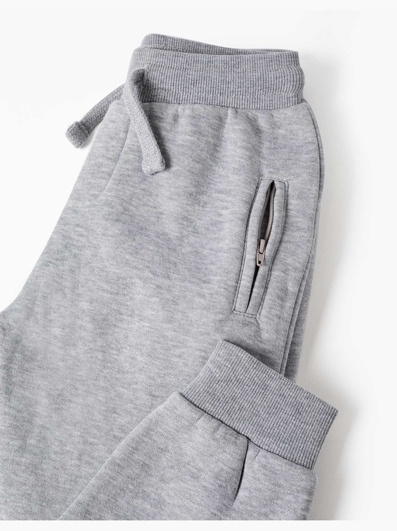Pantalón de chándal perchado con cordón y bolsillos Gris claro - Kiabi