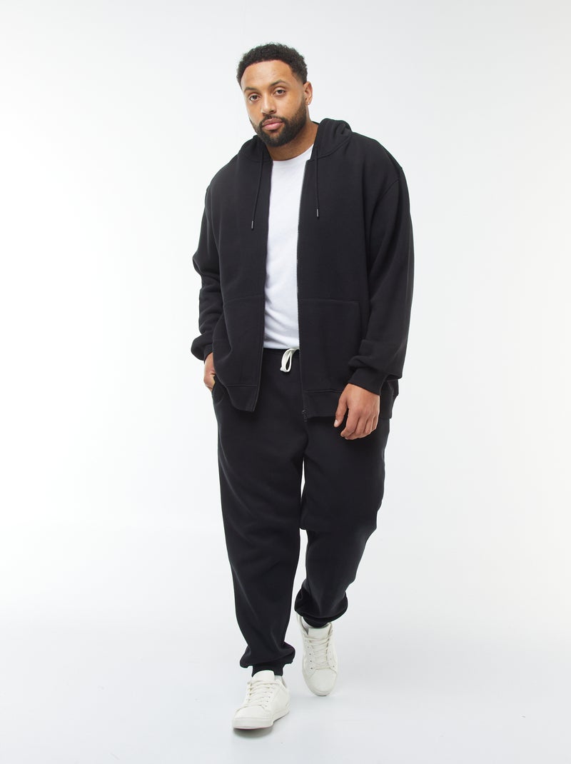 Pantalón de chándal perchado liso negro - Kiabi