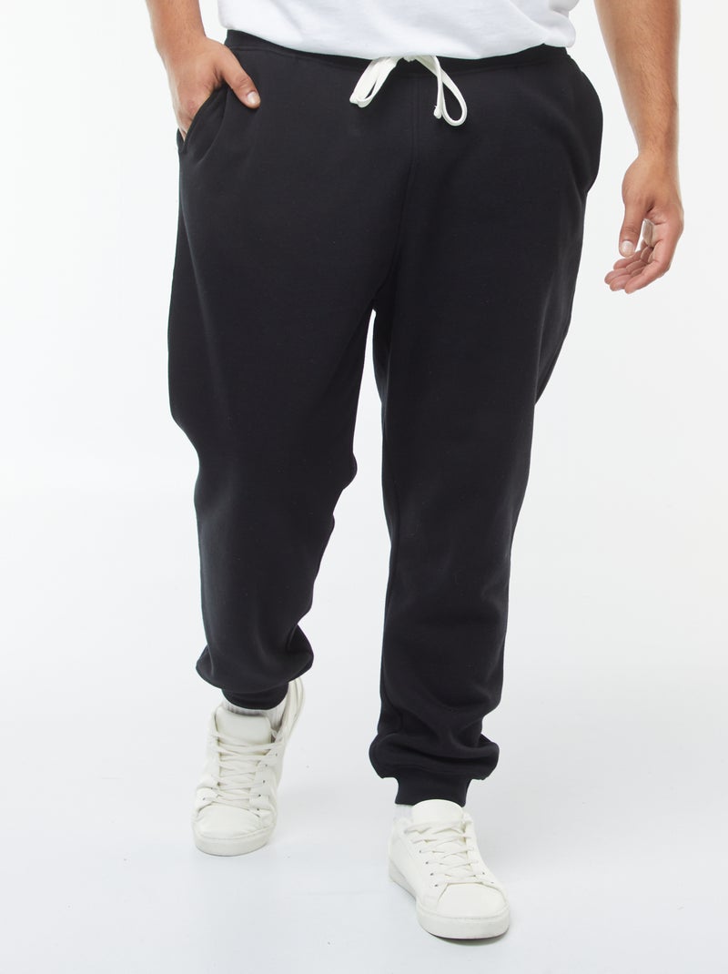 Pantalón de chándal perchado liso negro - Kiabi