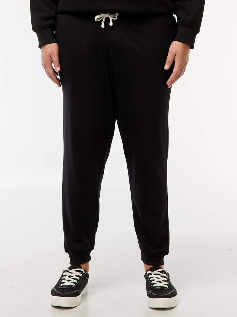 Pantalón de chándal perchado liso negro - Kiabi