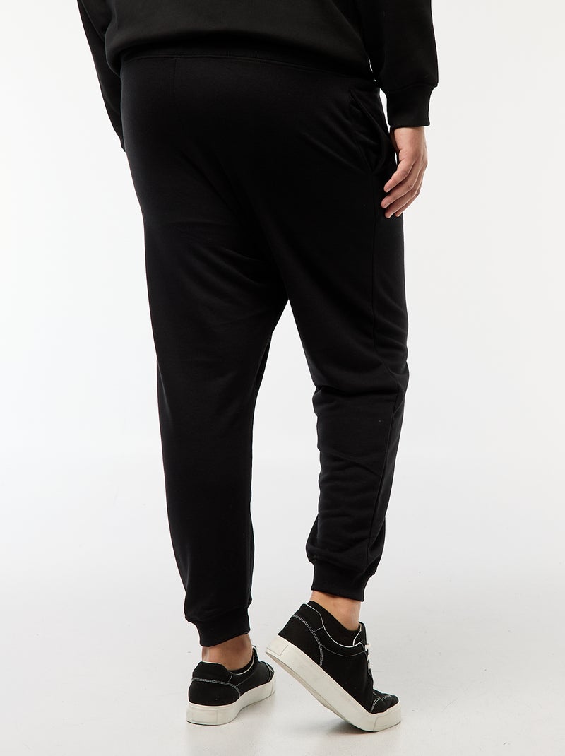 Pantalón de chándal perchado liso negro - Kiabi
