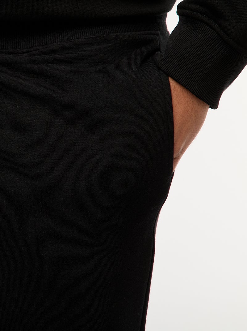 Pantalón de chándal perchado liso negro - Kiabi