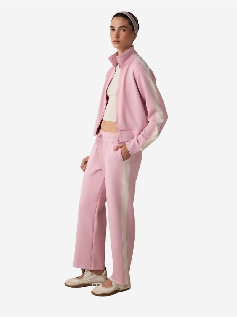 Pantalón de chándal silky feel con cintura normal y paneles penti Rosa viejo - Kiabi