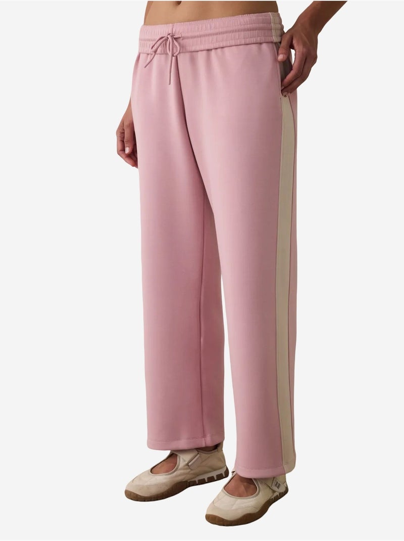 Pantalón de chándal silky feel con cintura normal y paneles penti Rosa viejo - Kiabi