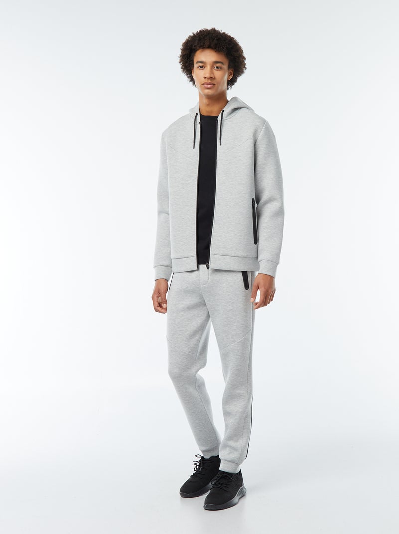 Pantalón de chándal tipo neopreno con bolsillos con cremallera Gris - Kiabi