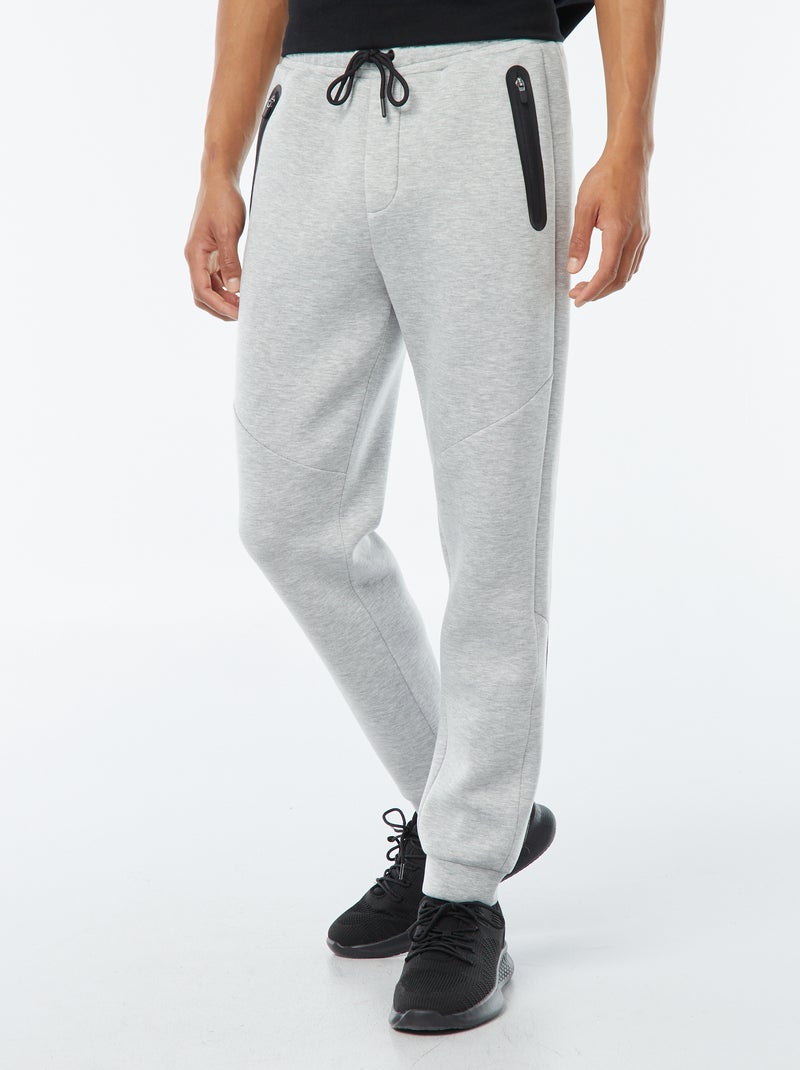 Pantalón de chándal tipo neopreno con bolsillos con cremallera Gris - Kiabi