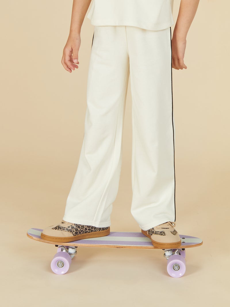 Pantalón de chándal wide leg con cintura elástica Blanco - Kiabi