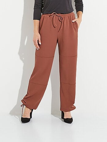 Pantalón de cinturilla elástica ancha en punto crepé liso - AFIBEL