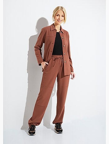 Pantalón de cinturilla elástica ancha en punto crepé liso - AFIBEL