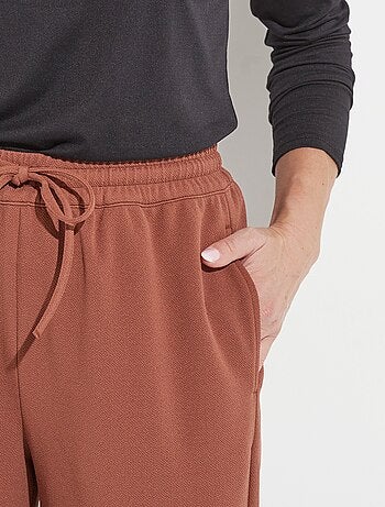 Pantalón de cinturilla elástica ancha en punto crepé liso - AFIBEL