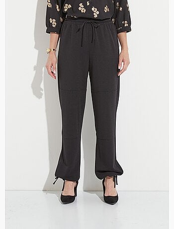 Pantalón de cinturilla elástica ancha en punto crepé liso - AFIBEL