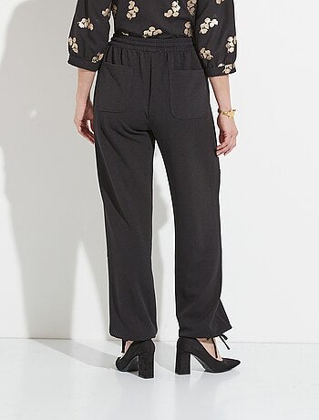 Pantalón de cinturilla elástica ancha en punto crepé liso - AFIBEL