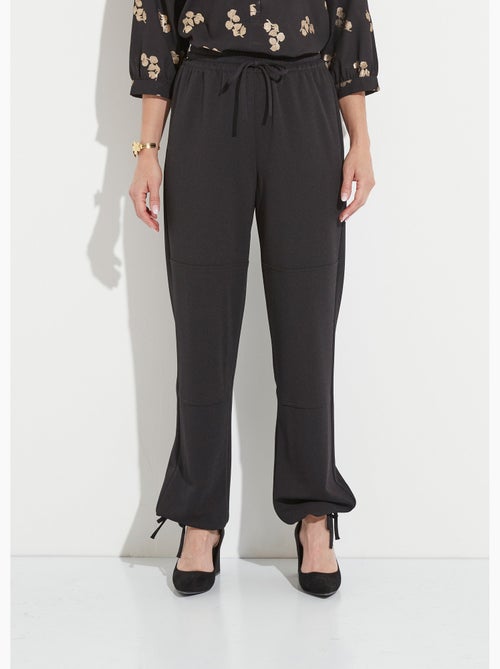 Pantalón de cinturilla elástica ancha en punto crepé liso - AFIBEL - Kiabi